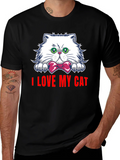 I Love My Cat Graphic Tee - Black Cotton T-Shirt product image 1