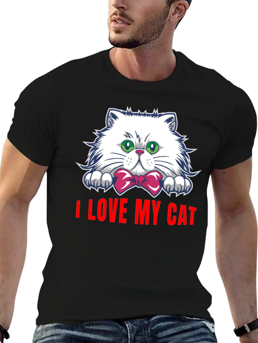 I Love My Cat Graphic Tee - Black Cotton T-Shirt product image 6