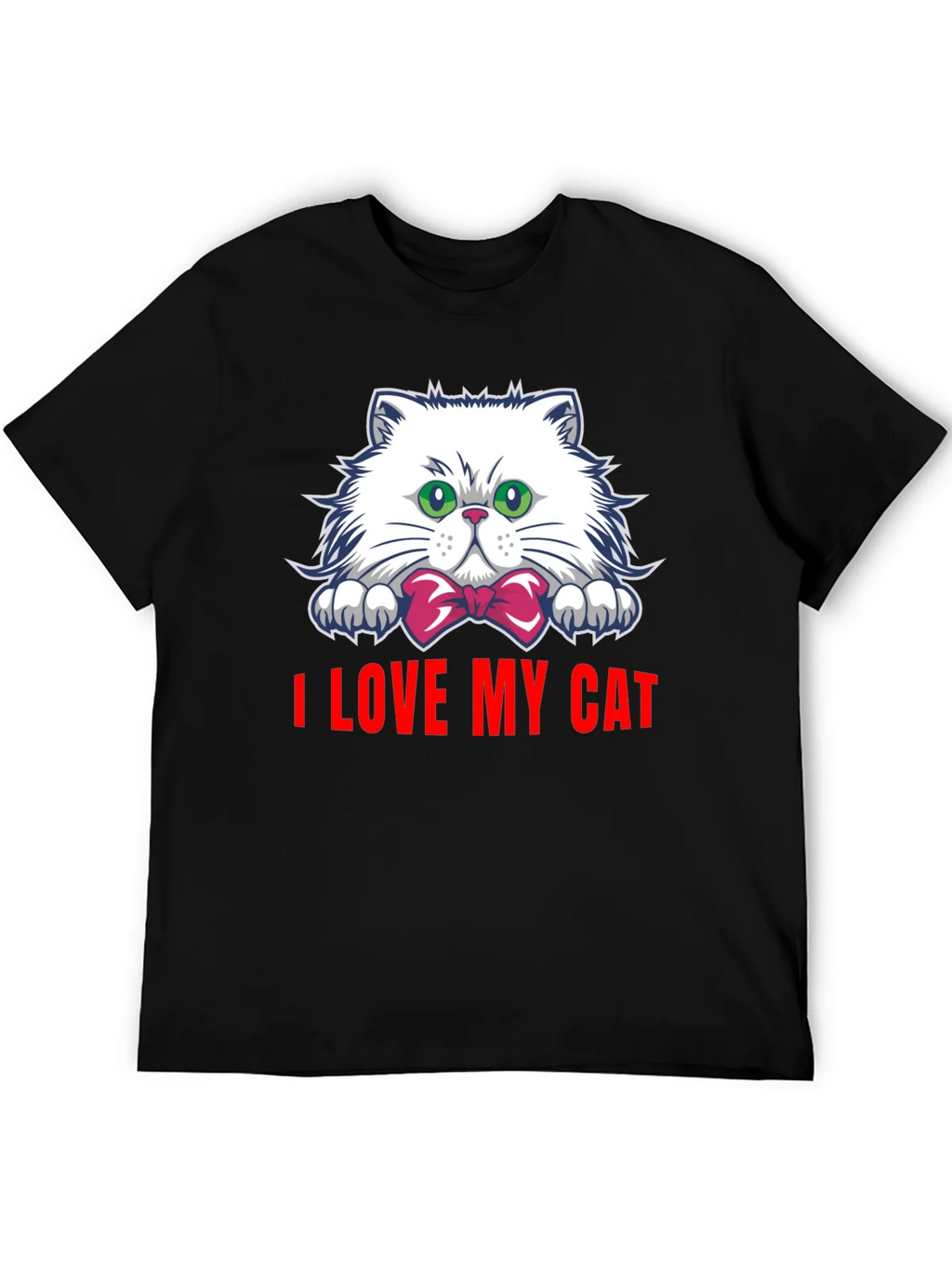I Love My Cat Graphic Tee - Black Cotton T-Shirt product image 5