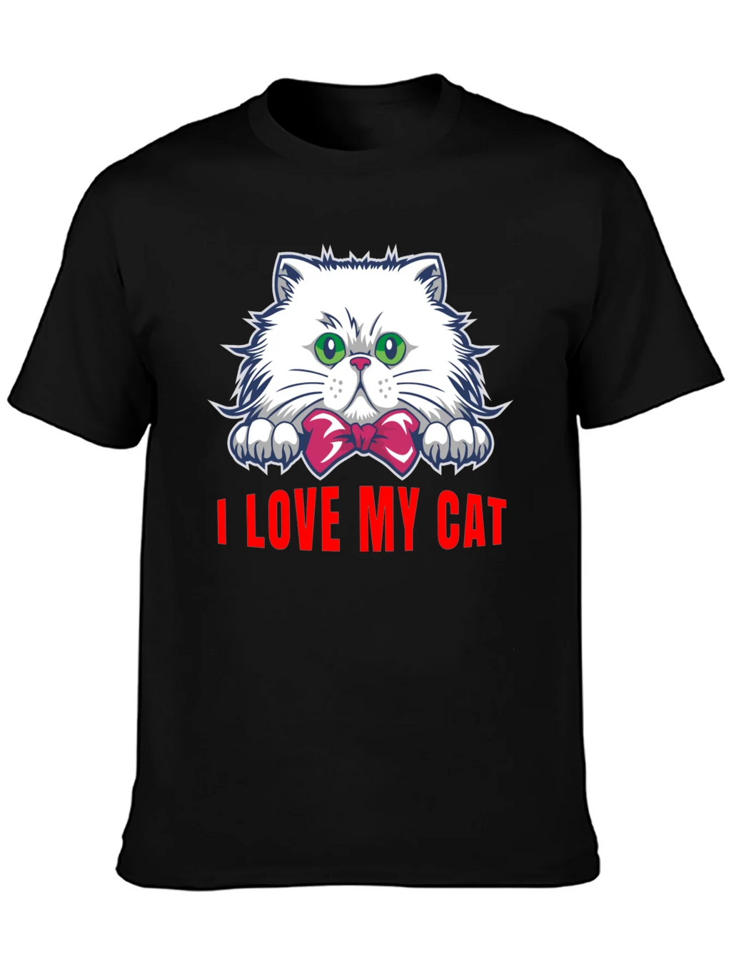 I Love My Cat Graphic Tee - Black Cotton T-Shirt product image 3
