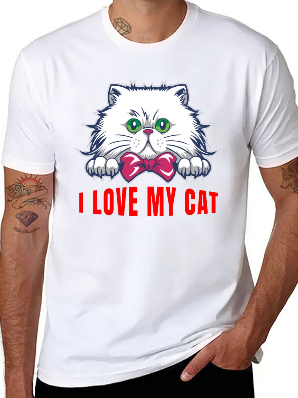 I Love My Cat Graphic Tee - Black Cotton T-Shirt product image 7