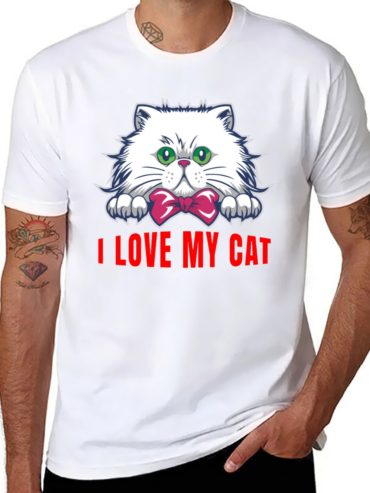 I Love My Cat Graphic Tee - Black Cotton T-Shirt product image 7