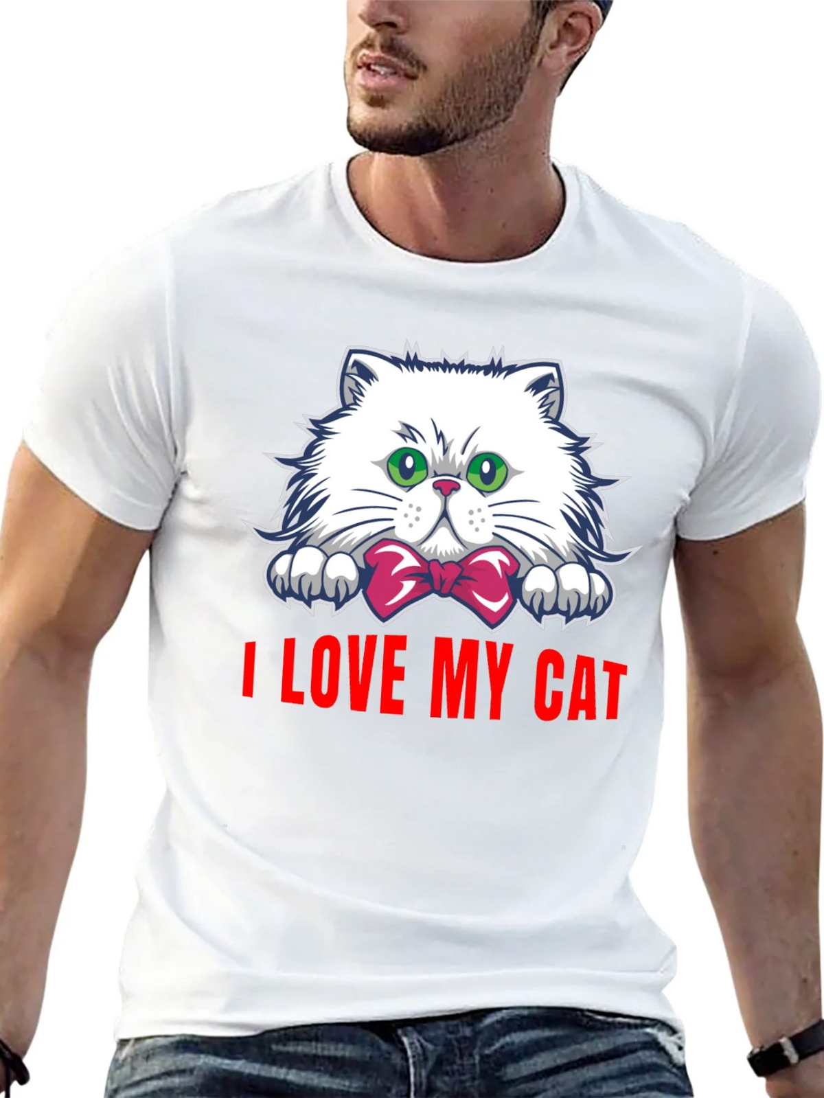 I Love My Cat Graphic Tee - Black Cotton T-Shirt product image 12