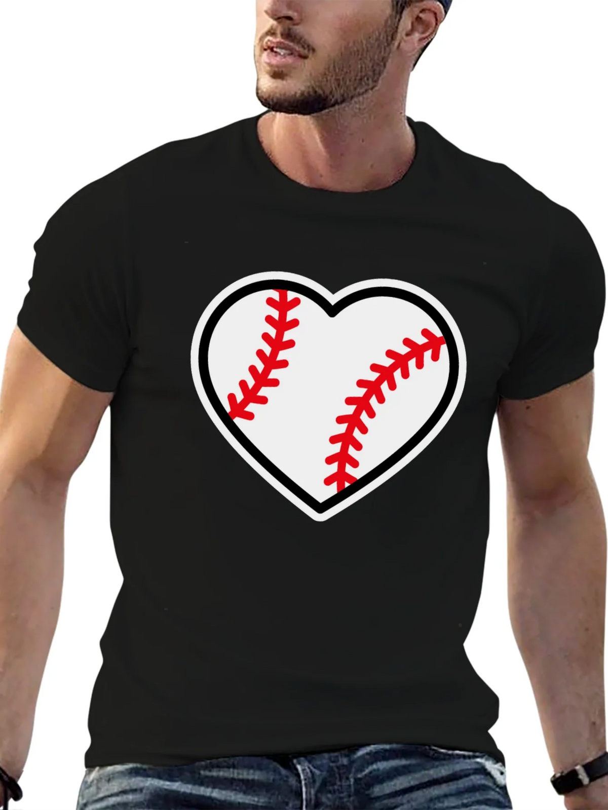 Baseball Heart Graphic Tee - Black T-Shirt product image 6