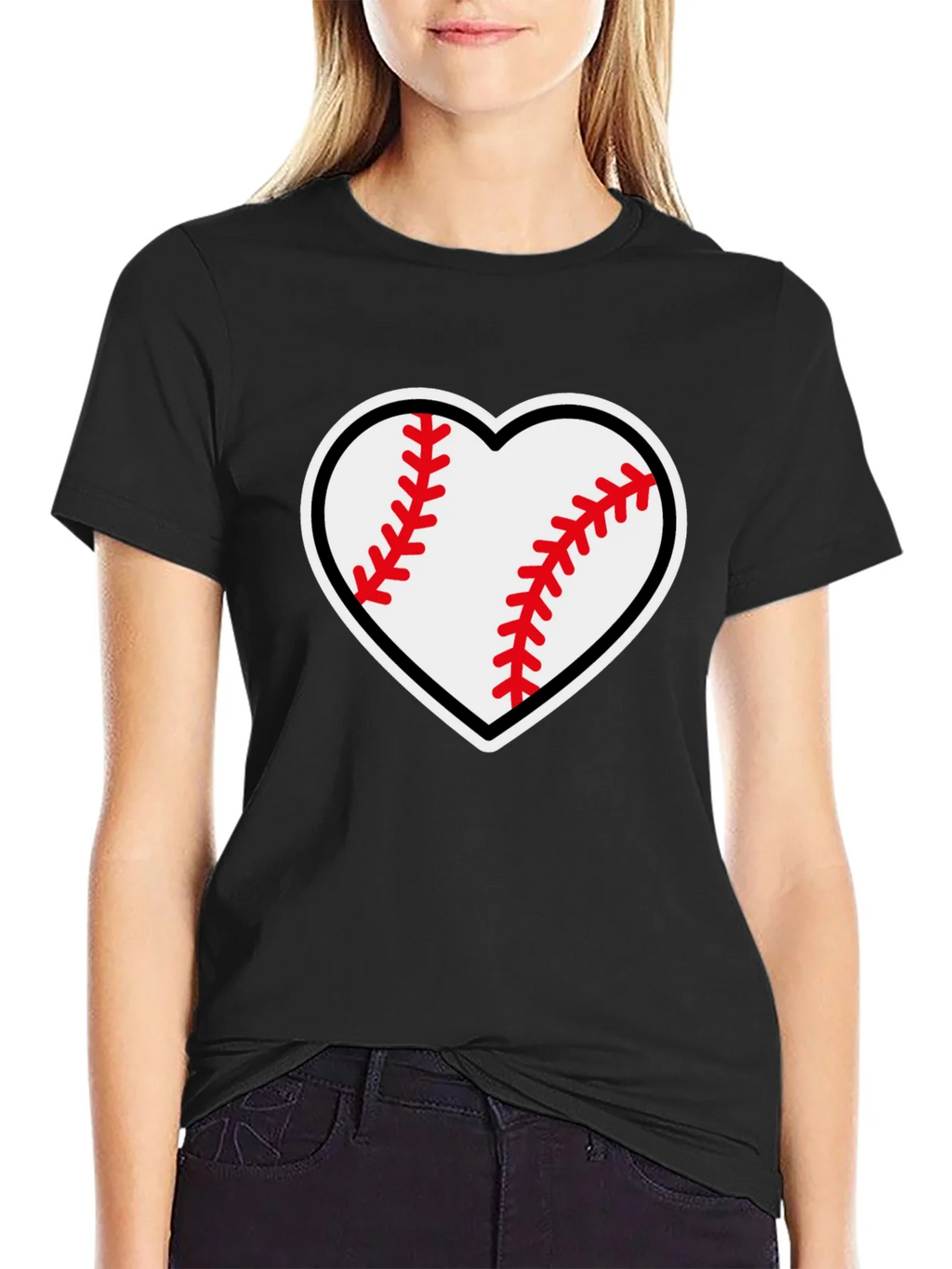 Baseball Heart Graphic Tee - Black T-Shirt product image 2