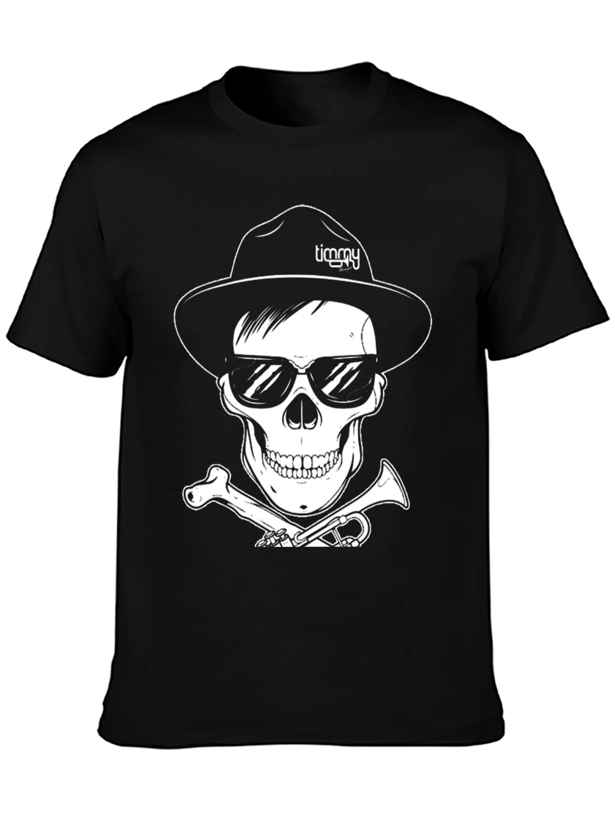 Skull with Hat & Sunglasses Graphic Tee
