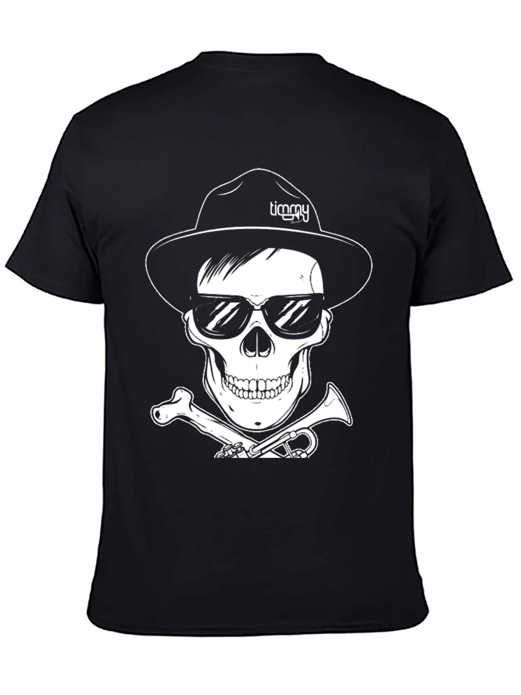 Skull with Hat & Sunglasses Graphic Tee