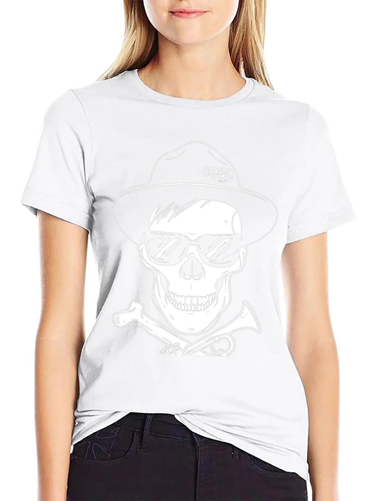 Skull with Hat & Sunglasses Graphic Tee