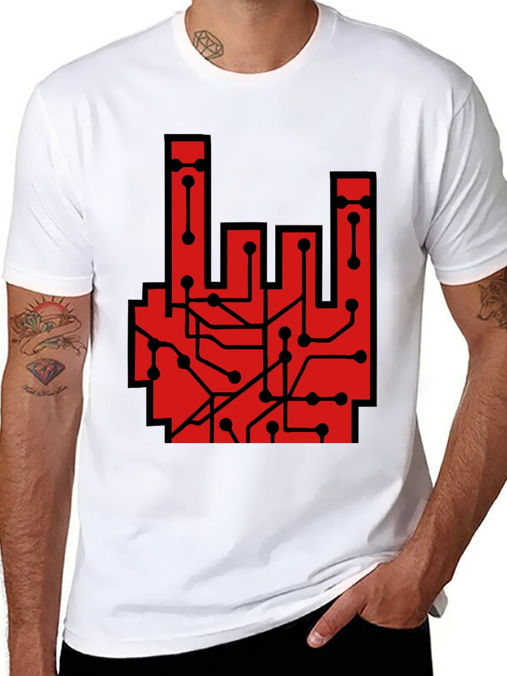Rock On Circuit Board T-Shirt - Black product image 7