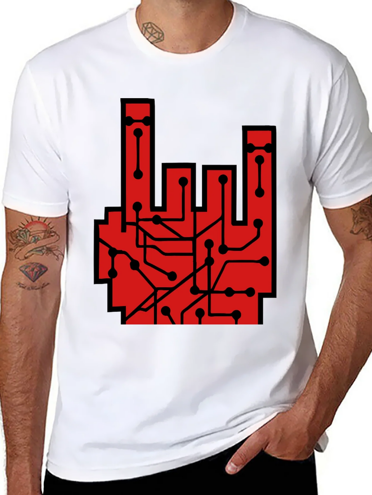 Rock On Circuit Board T-Shirt - Black product image 7