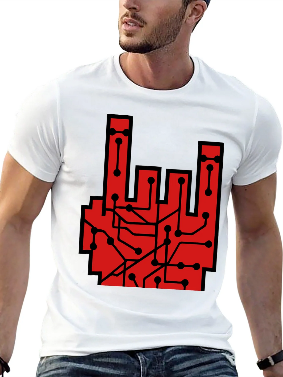 Rock On Circuit Board T-Shirt - Black product image 12