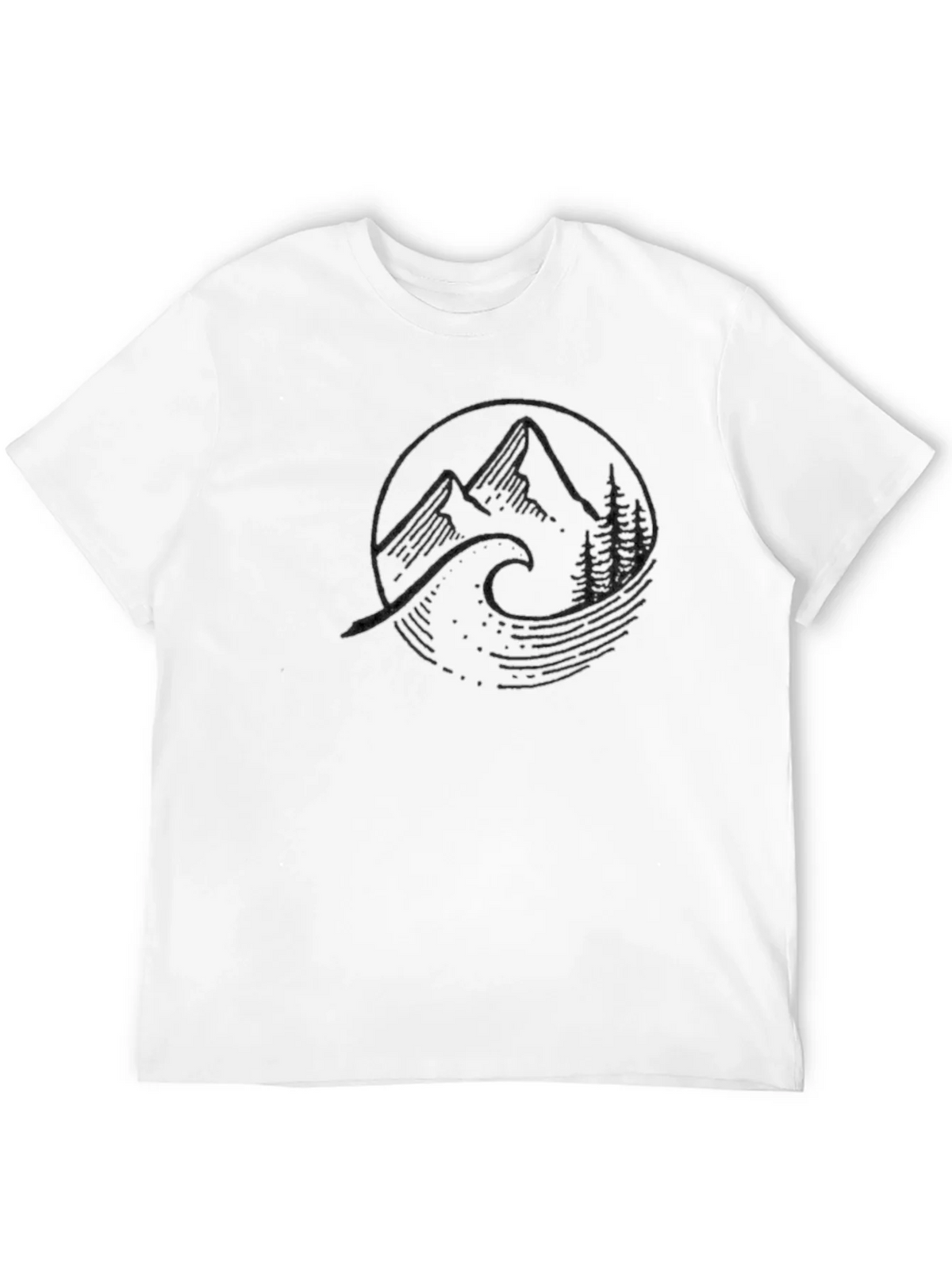 Mountain Wave Graphic Tee - Black Cotton T-Shirt product image 11