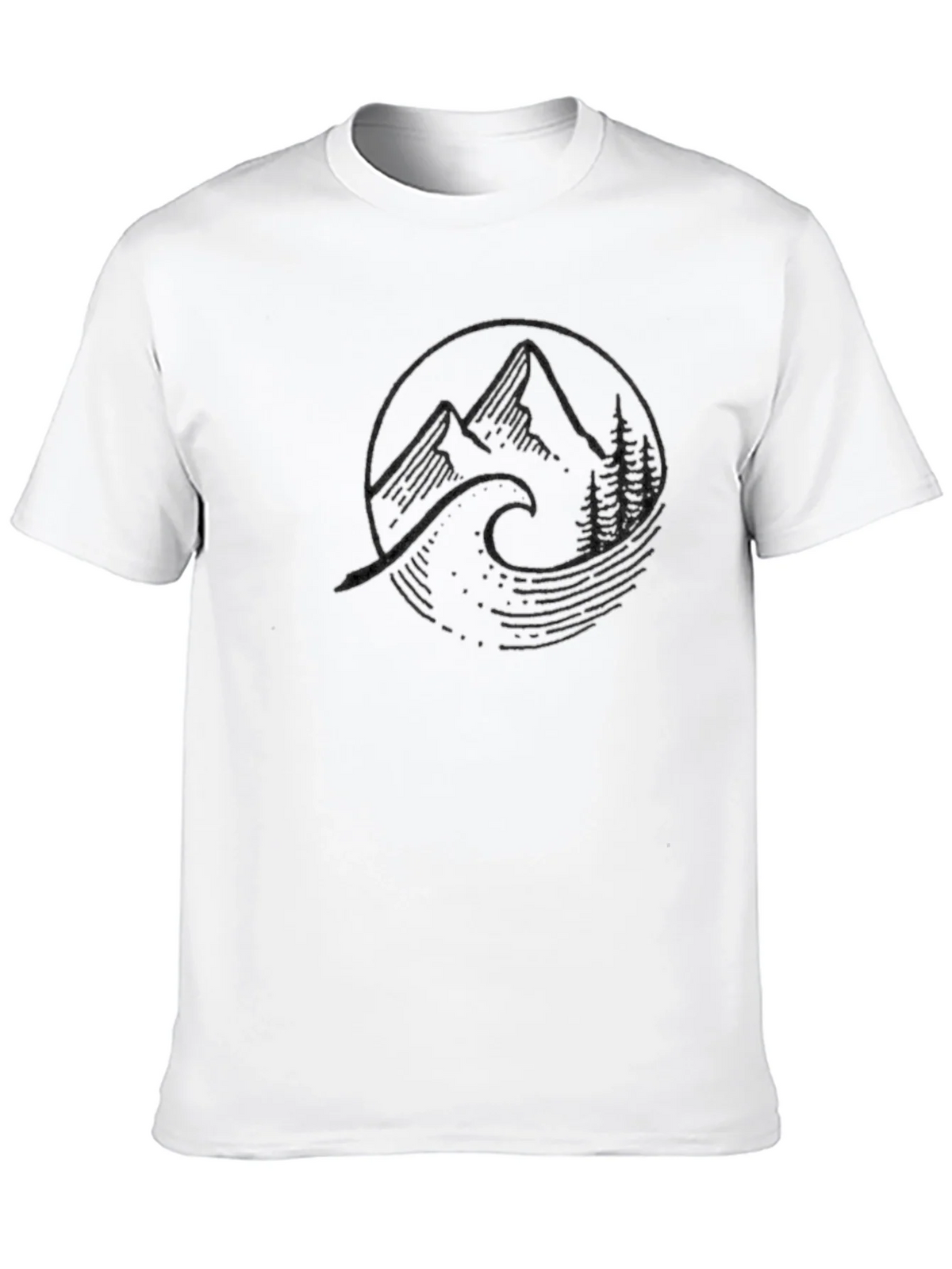 Mountain Wave Graphic Tee - Black Cotton T-Shirt product image 9