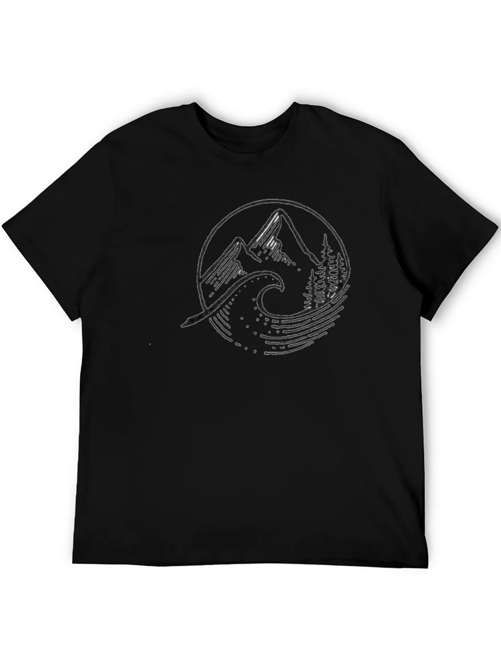 Mountain Wave Graphic Tee - Black Cotton T-Shirt product image 5