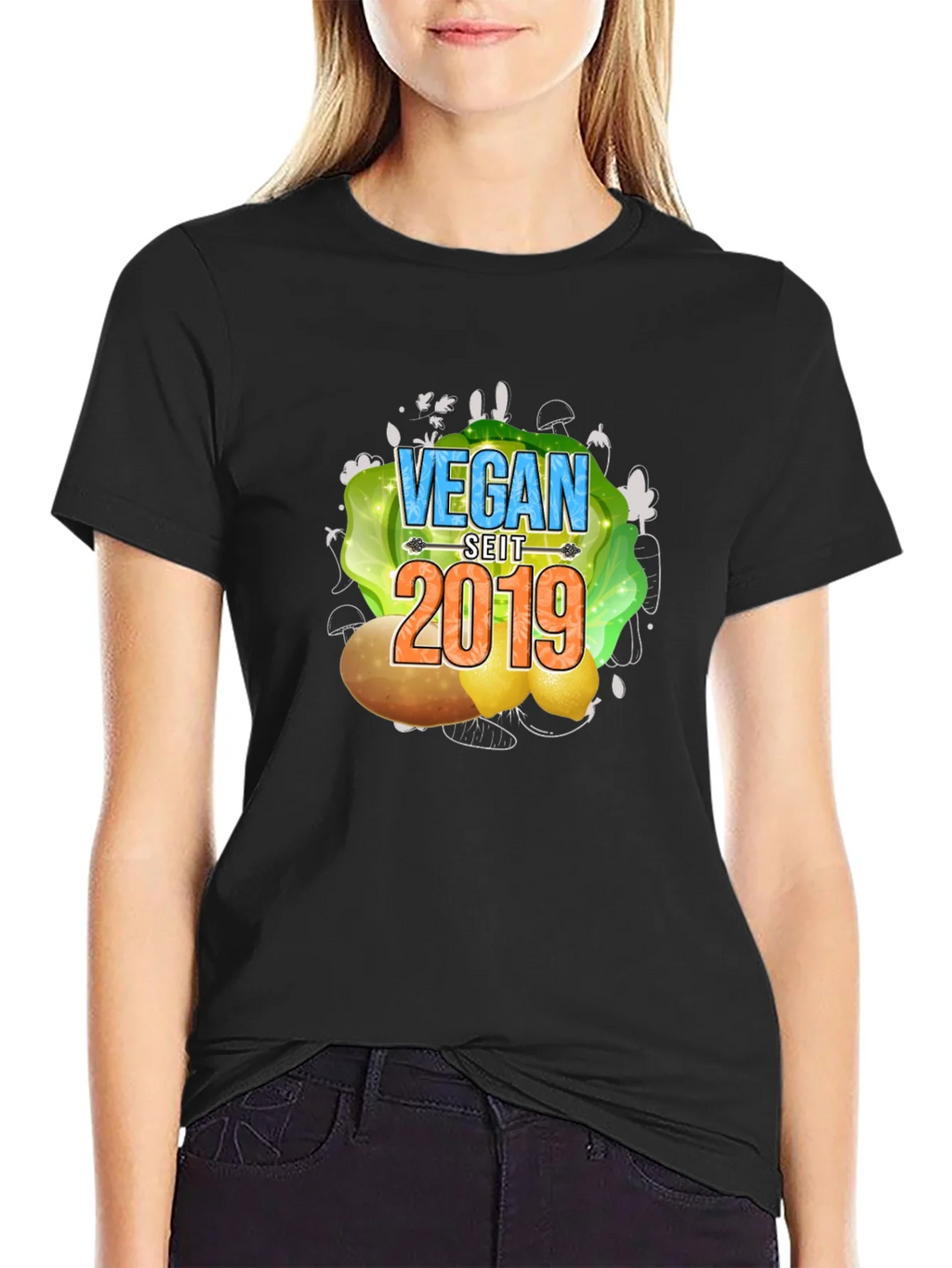 Vegan Seit 2019 T-Shirt - Black Tee product image 2