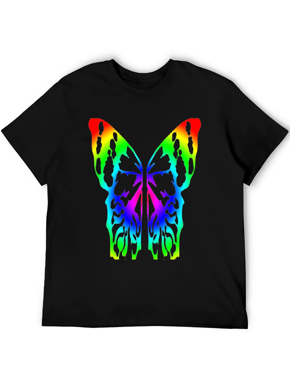 Rainbow Butterfly Wings Black T-Shirt product image 4