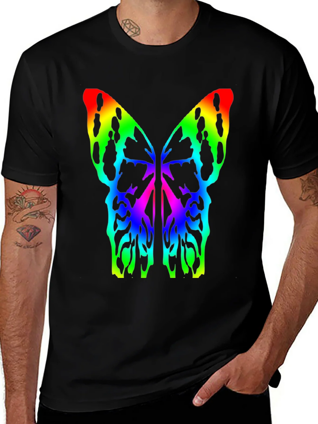 Rainbow Butterfly Wings Black T-Shirt product image 1