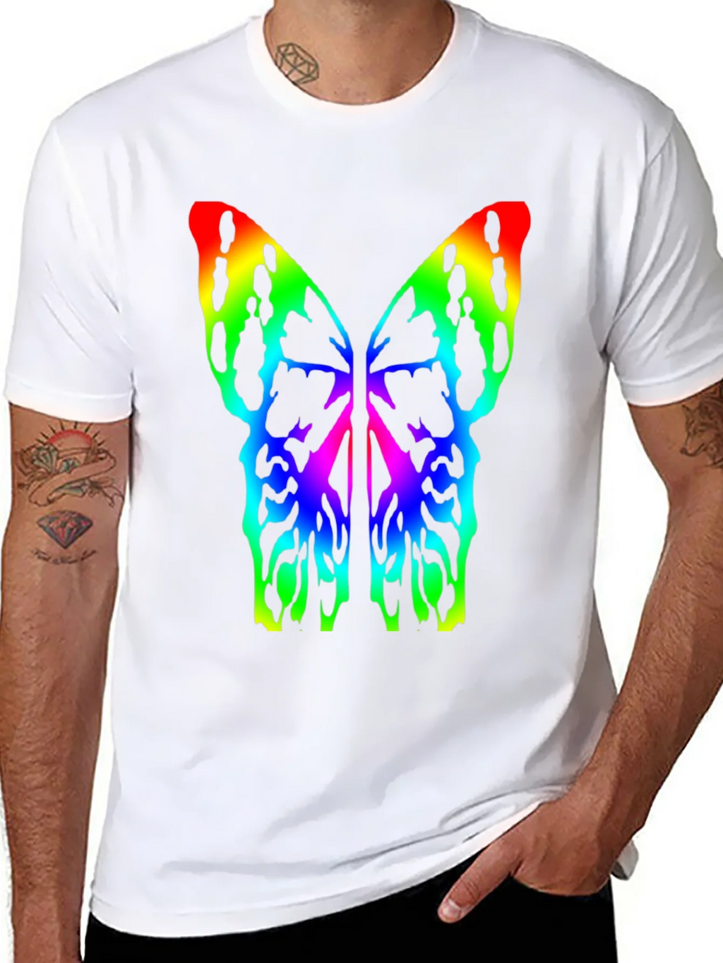 Rainbow Butterfly Wings Black T-Shirt product image 5