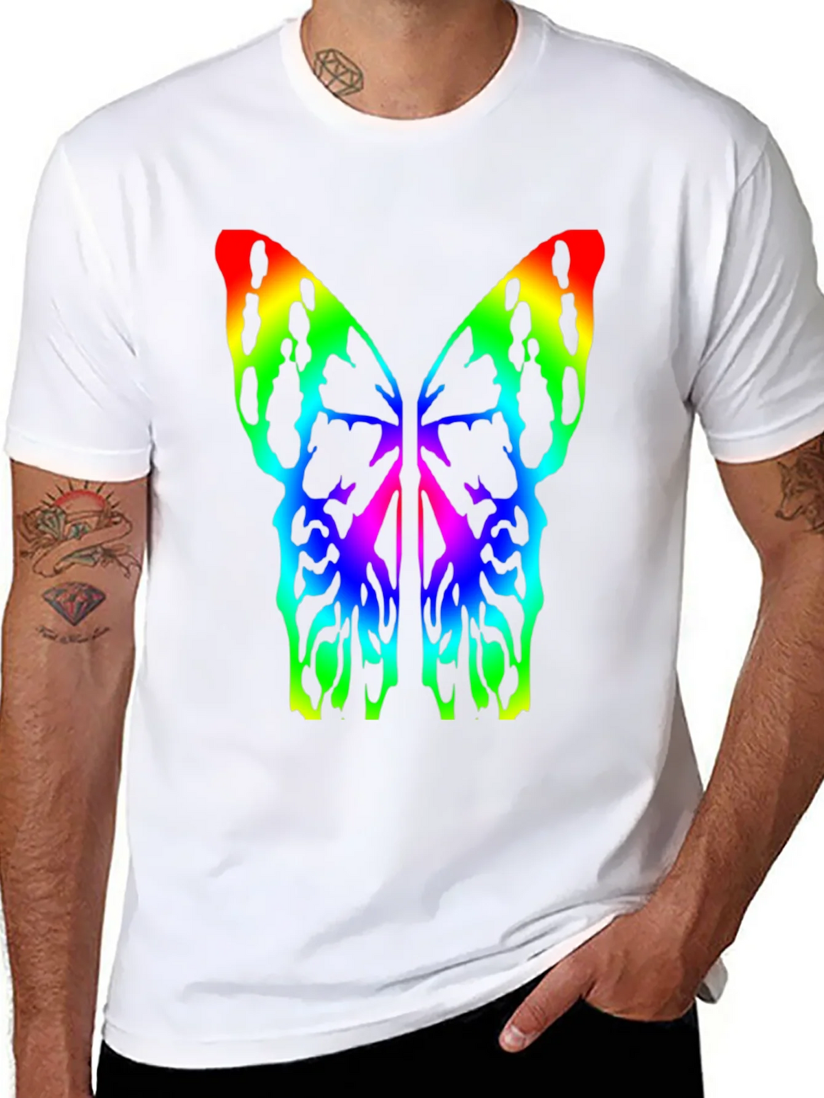 Rainbow Butterfly Wings Black T-Shirt product image 5