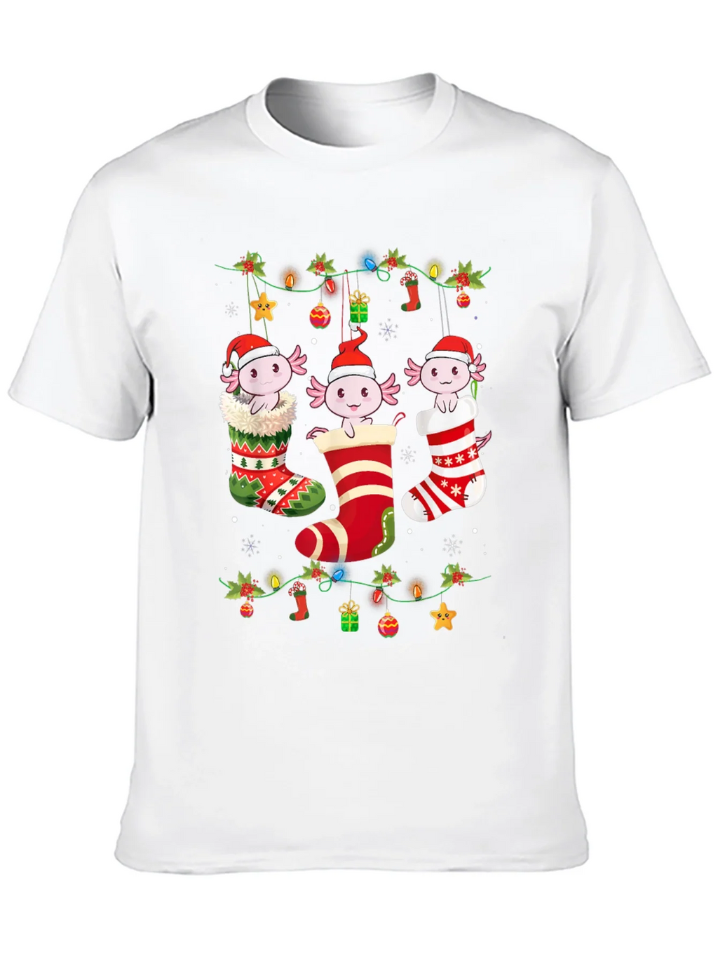 Christmas Axolotl Stocking T-Shirt product image 9