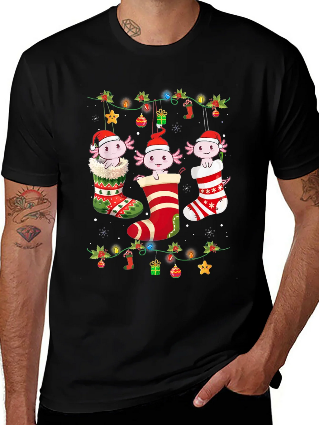 Christmas Axolotl Stocking T-Shirt product image 1