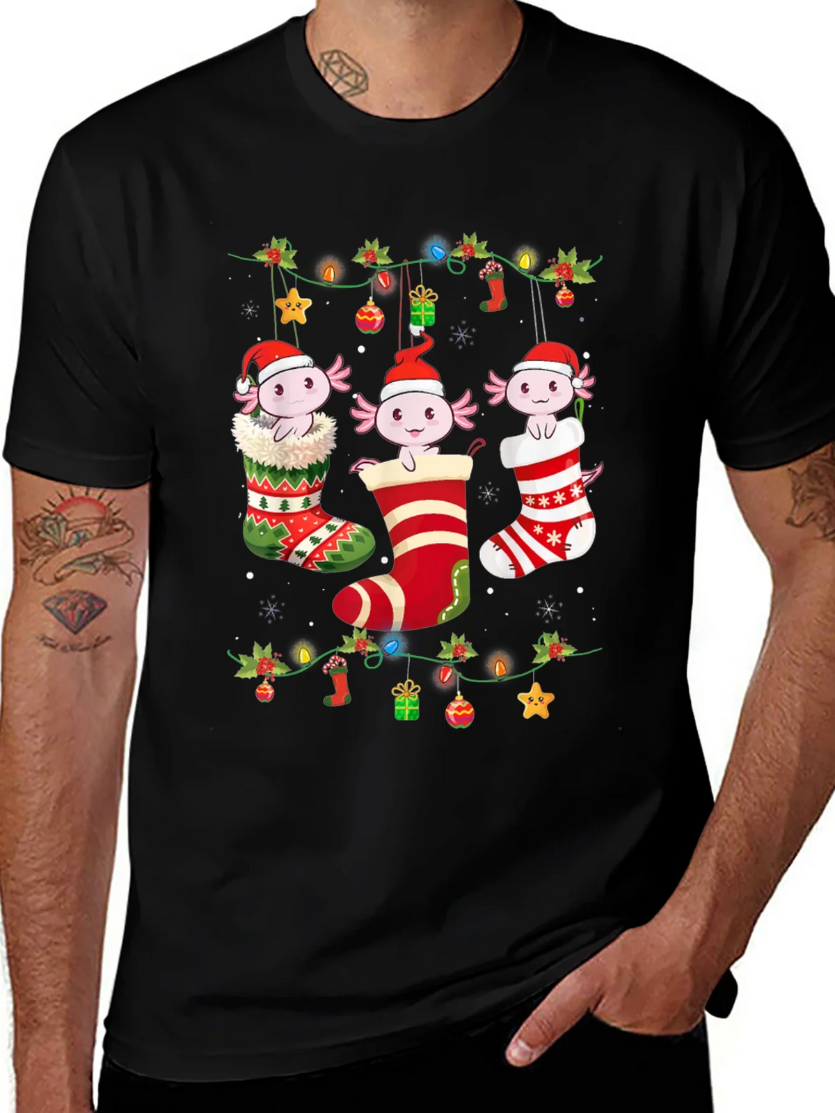Christmas Axolotl Stocking T-Shirt product image 1