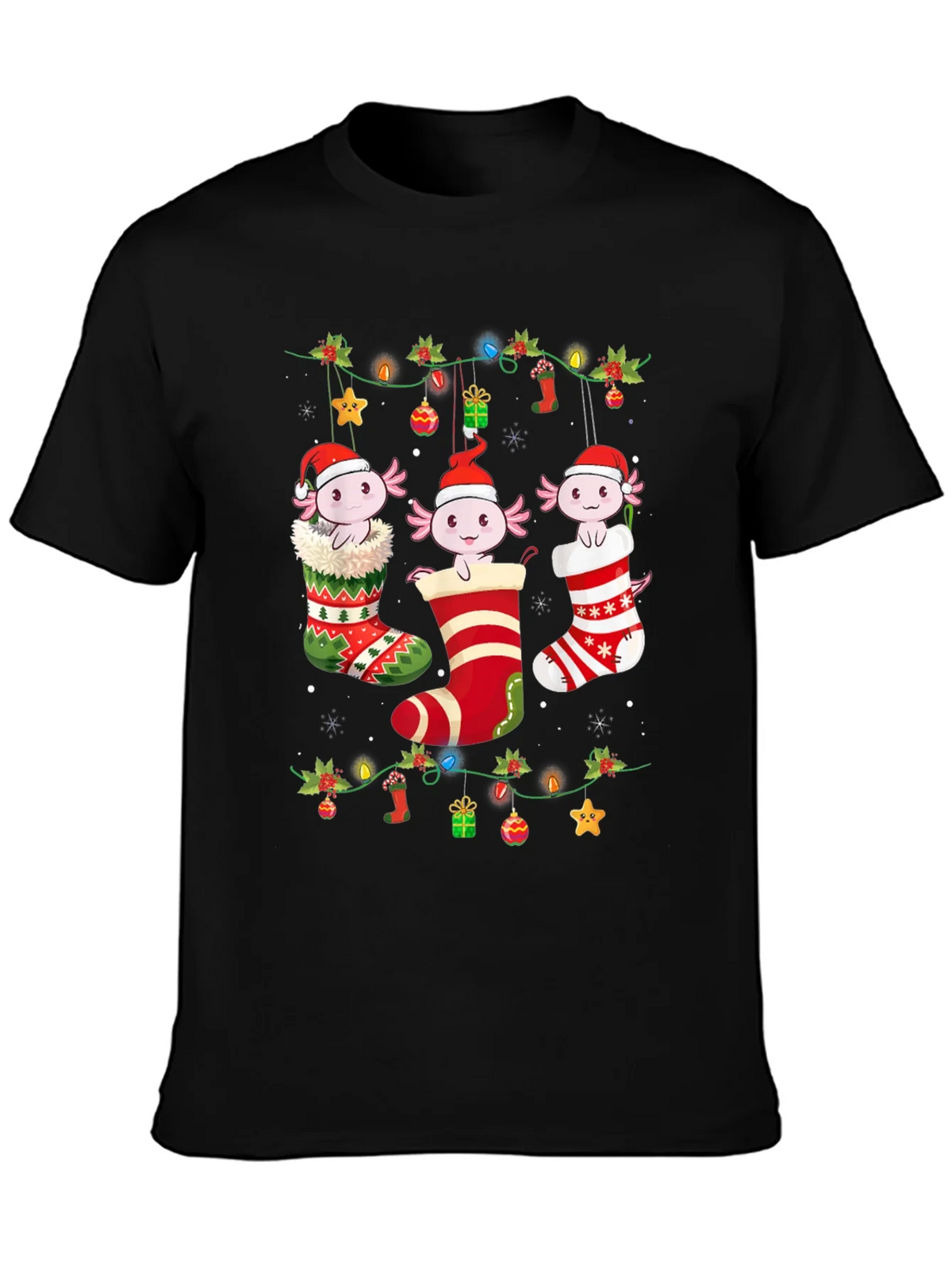 Christmas Axolotl Stocking T-Shirt product image 3