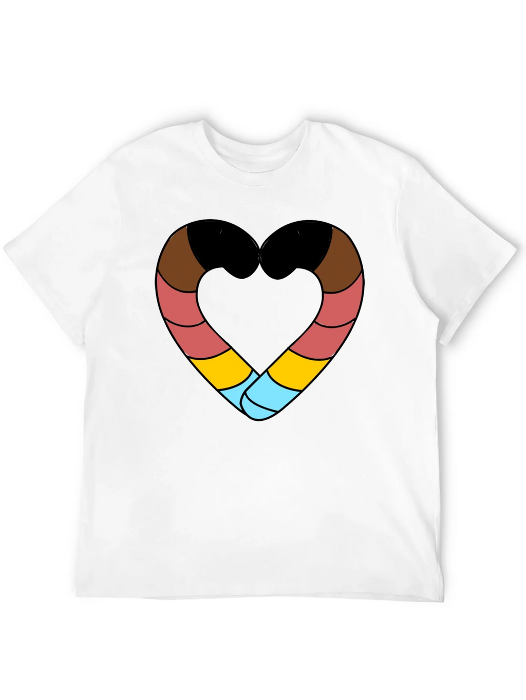 Striped Heart Graphic Black T-Shirt product image 11