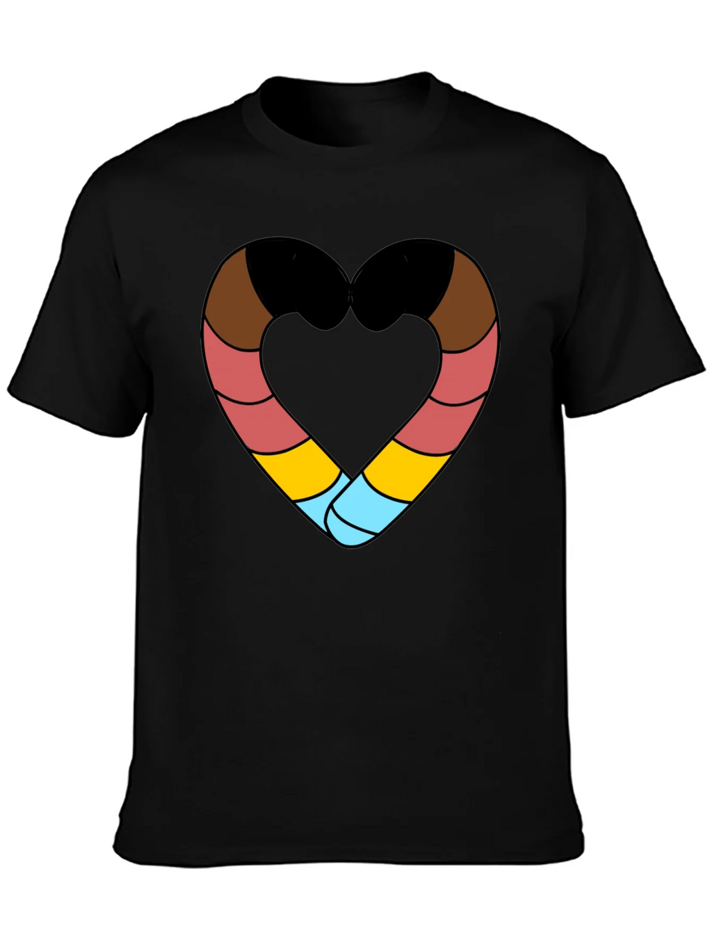 Striped Heart Graphic Black T-Shirt product image 3