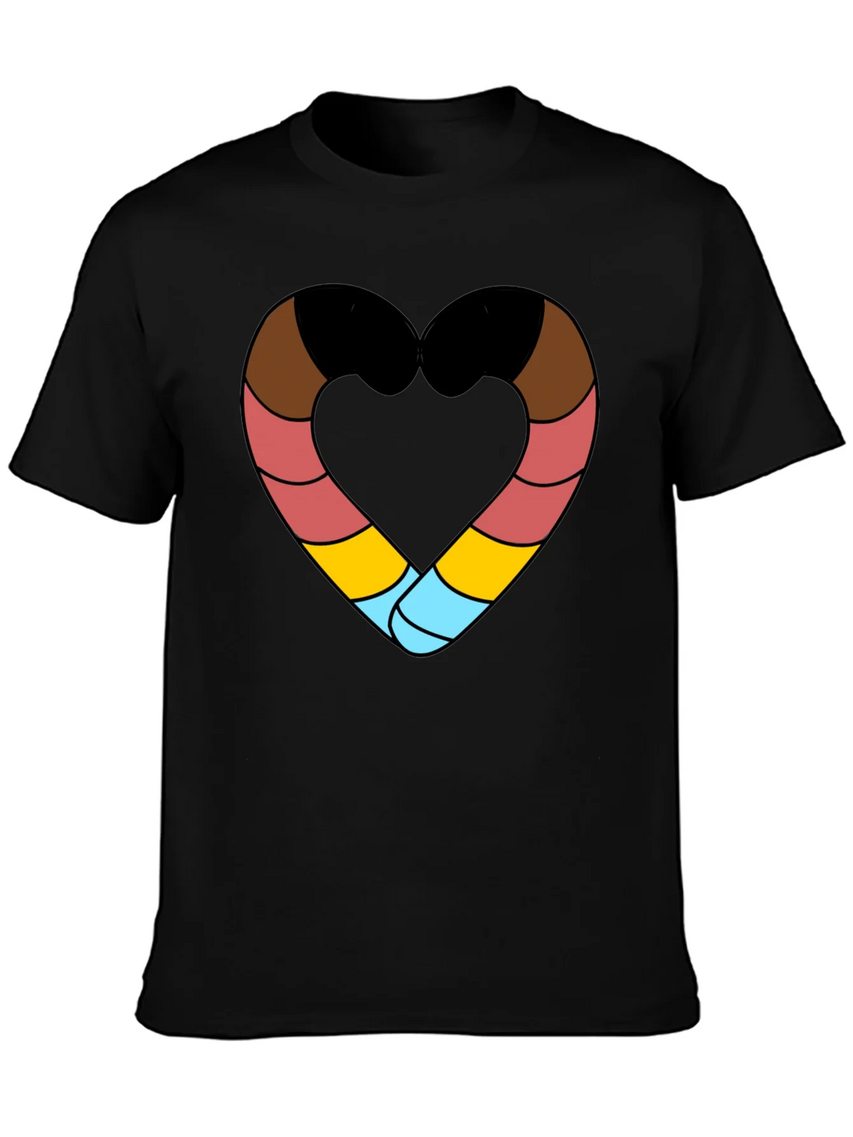 Striped Heart Graphic Black T-Shirt product image 3