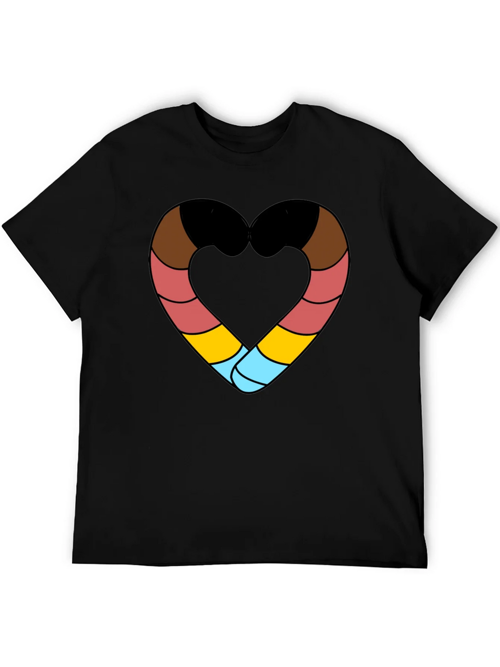 Striped Heart Graphic Black T-Shirt product image 5