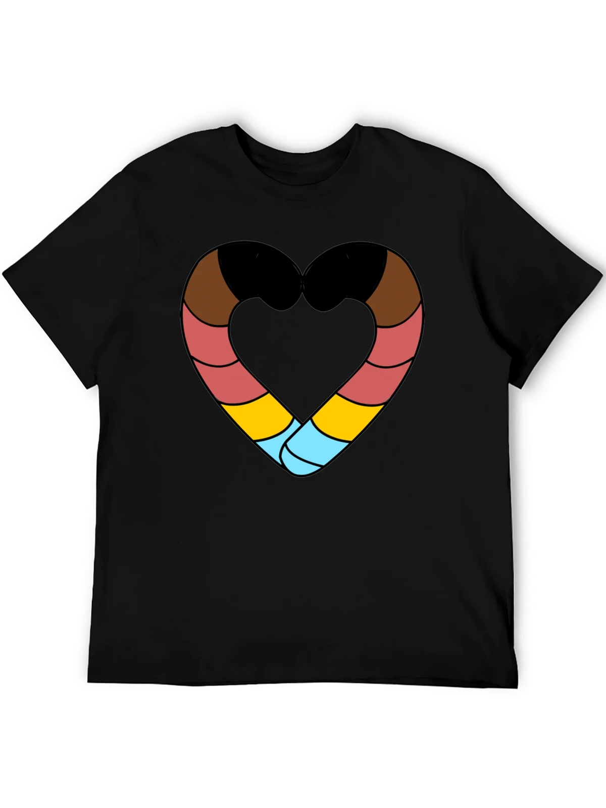 Striped Heart Graphic Black T-Shirt product image 5