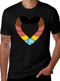 Striped Heart Graphic Black T-Shirt product image 1