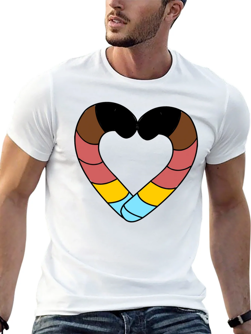 Striped Heart Graphic Black T-Shirt product image 12