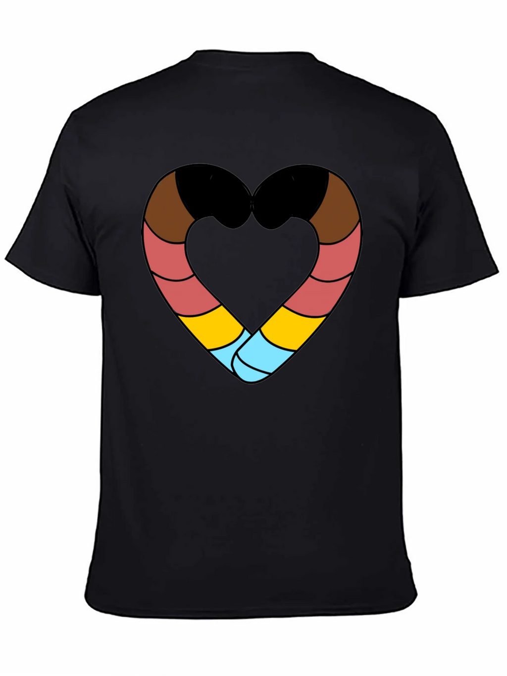 Striped Heart Graphic Black T-Shirt product image 4
