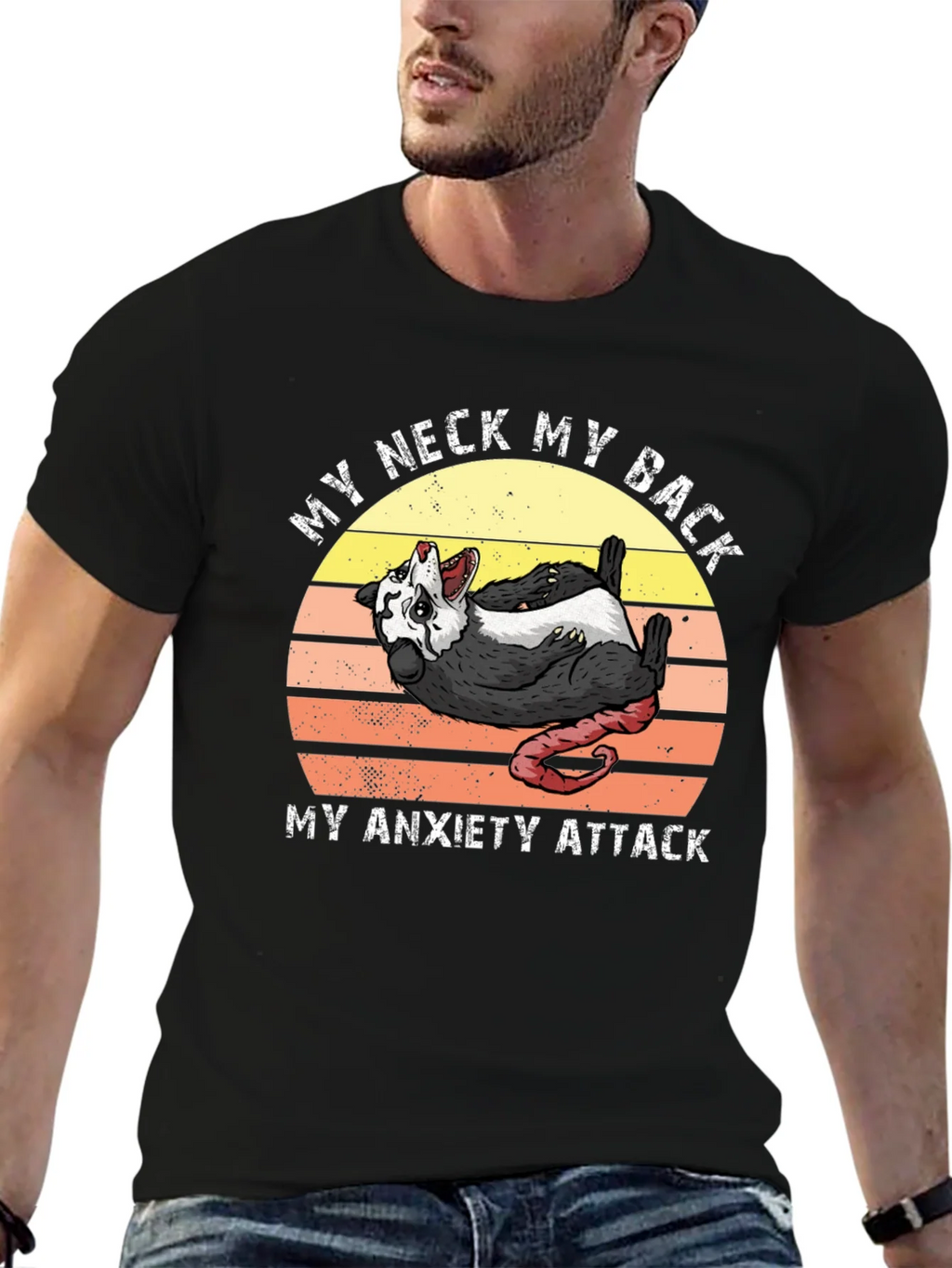 My Neck My Back Anxiety Attack Possum T-Shirt product image 4