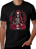 Skeleton Monk Rose T-Shirt - Gothic Style product image 1