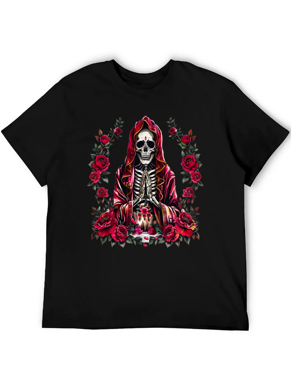 Skeleton Monk Rose T-Shirt - Gothic Style product image 5