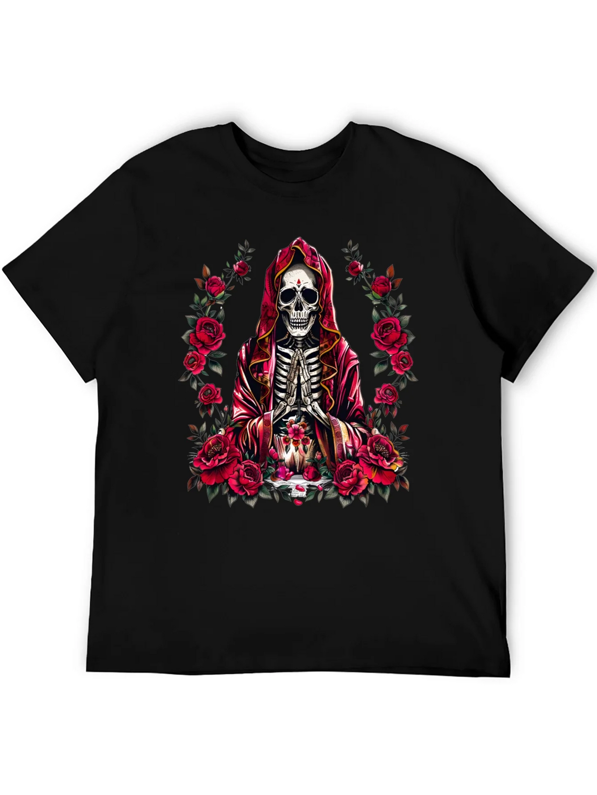 Skeleton Monk Rose T-Shirt - Gothic Style product image 5