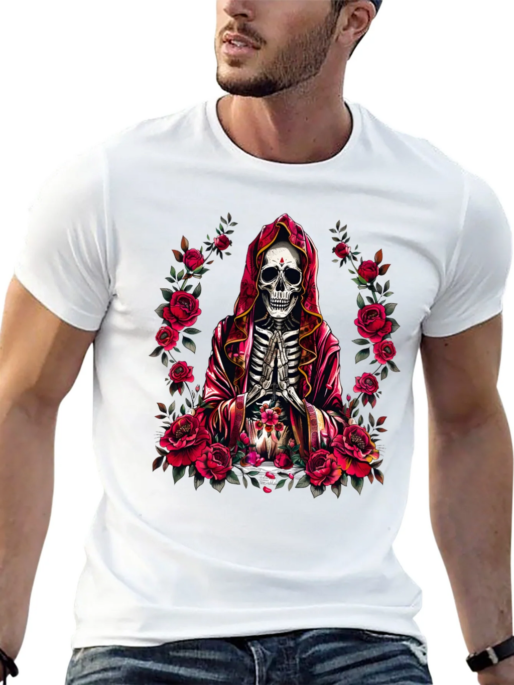 Skeleton Monk Rose T-Shirt - Gothic Style product image 12