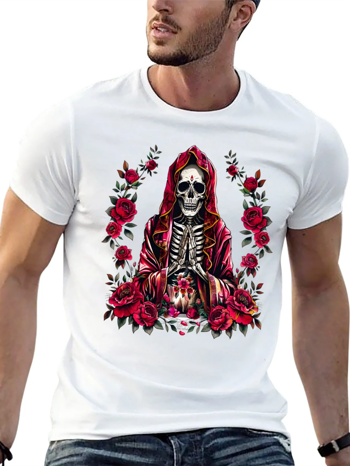 Skeleton Monk Rose T-Shirt - Gothic Style product image 12