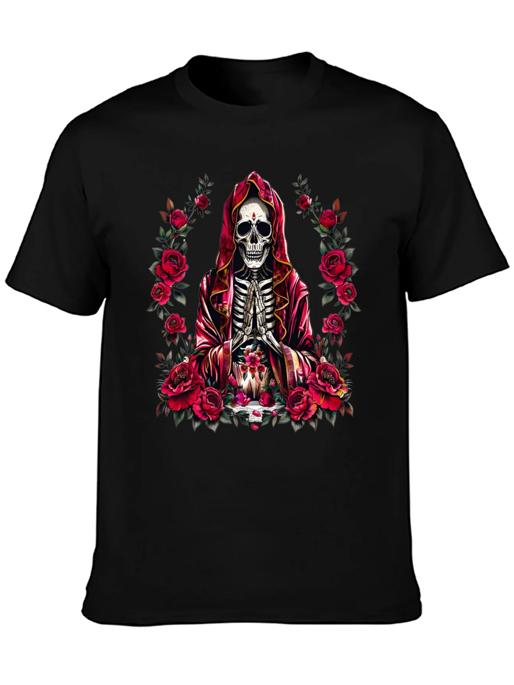 Skeleton Monk Rose T-Shirt - Gothic Style product image 3