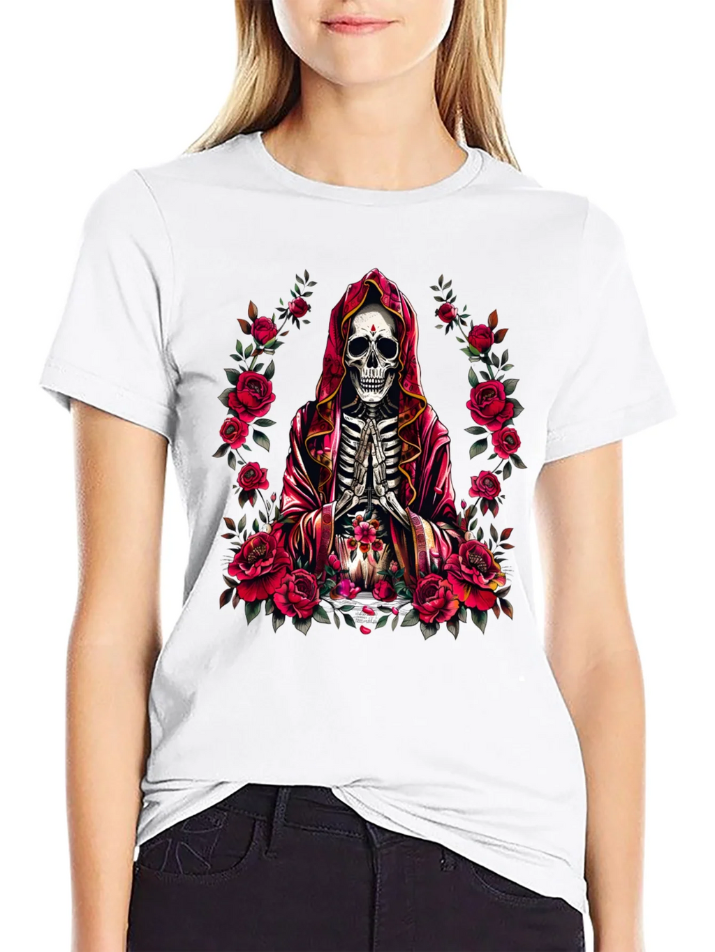 Skeleton Monk Rose T-Shirt - Gothic Style product image 8