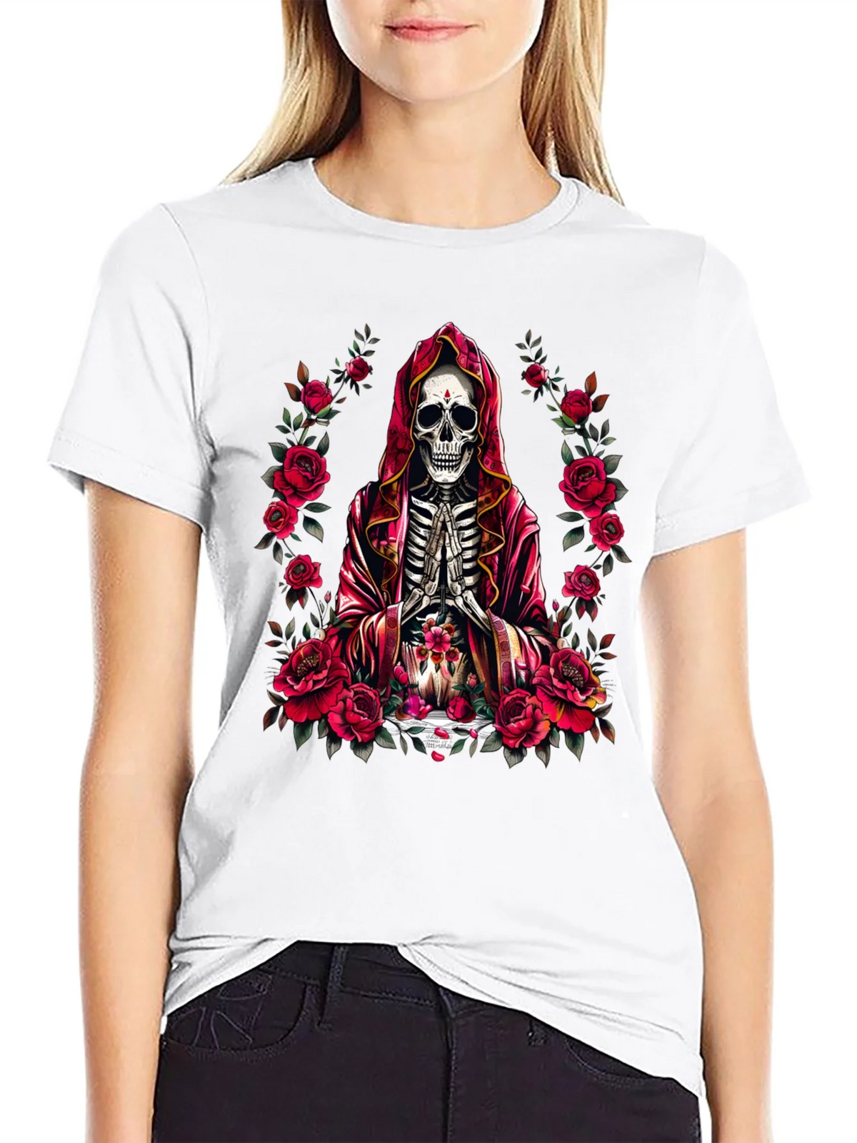 Skeleton Monk Rose T-Shirt - Gothic Style product image 8