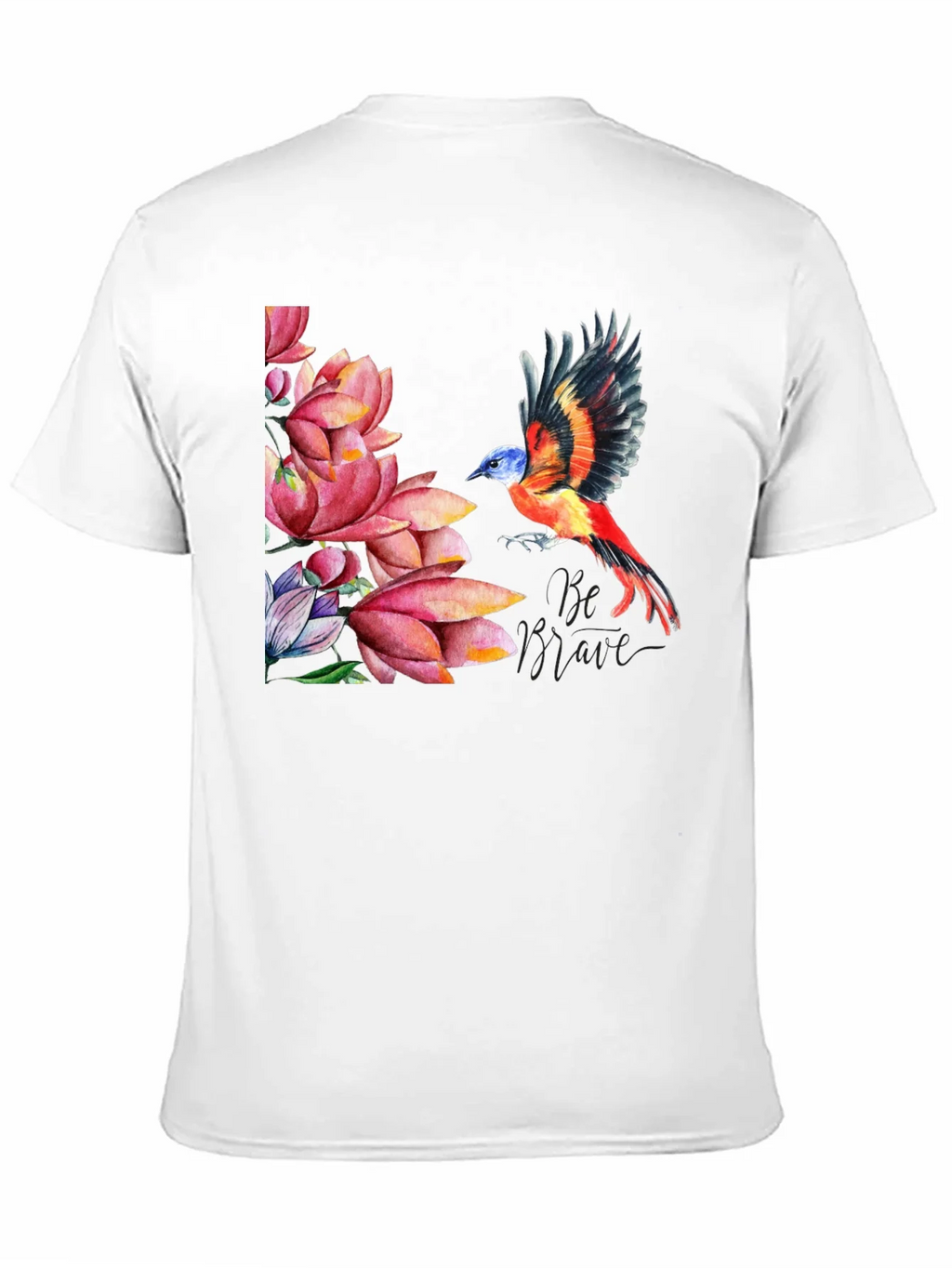 Bird & Lotus Flower Graphic Black T-Shirt product image 10