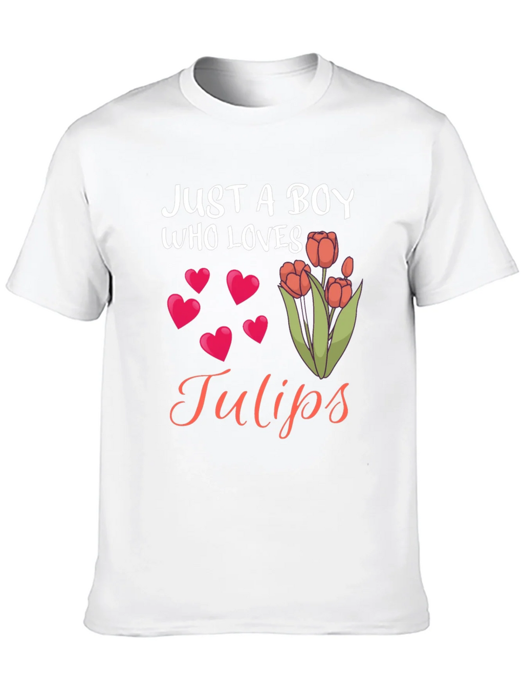 Just a Boy Who Loves Tulips Black T-Shirt product image 7