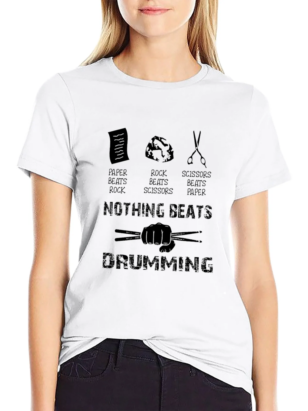 Drumming Beats All T-Shirt - Rock Paper Scissors Drummer Tee product image 8