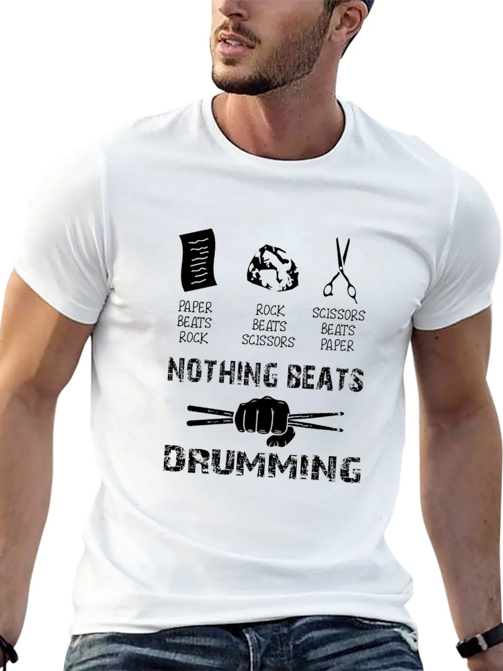 Drumming Beats All T-Shirt - Rock Paper Scissors Drummer Tee product image 12