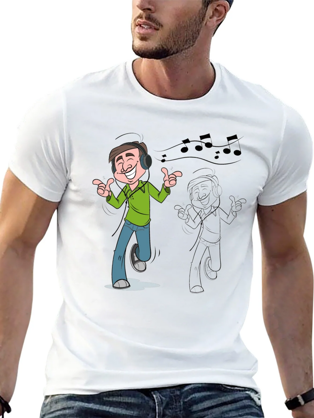 Cartoon Mans Music T-Shirt - Black product image 9