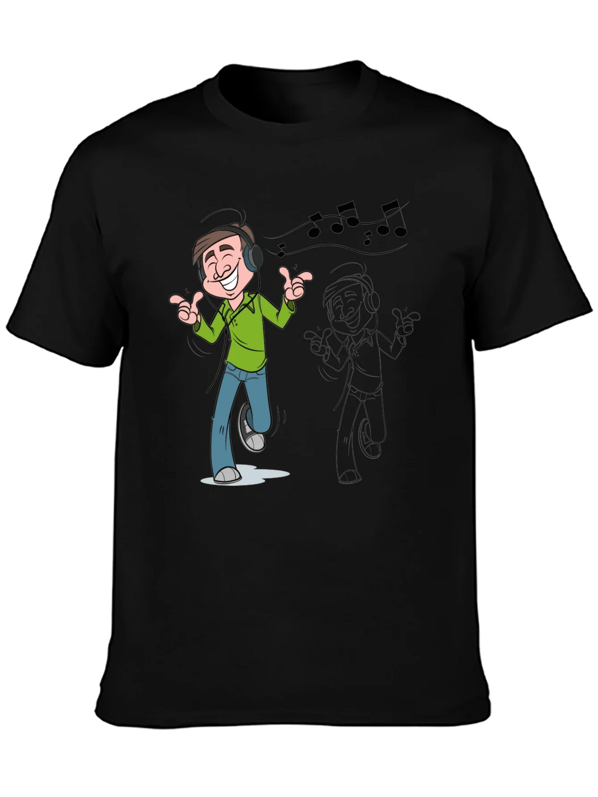 Cartoon Mans Music T-Shirt - Black product image 3